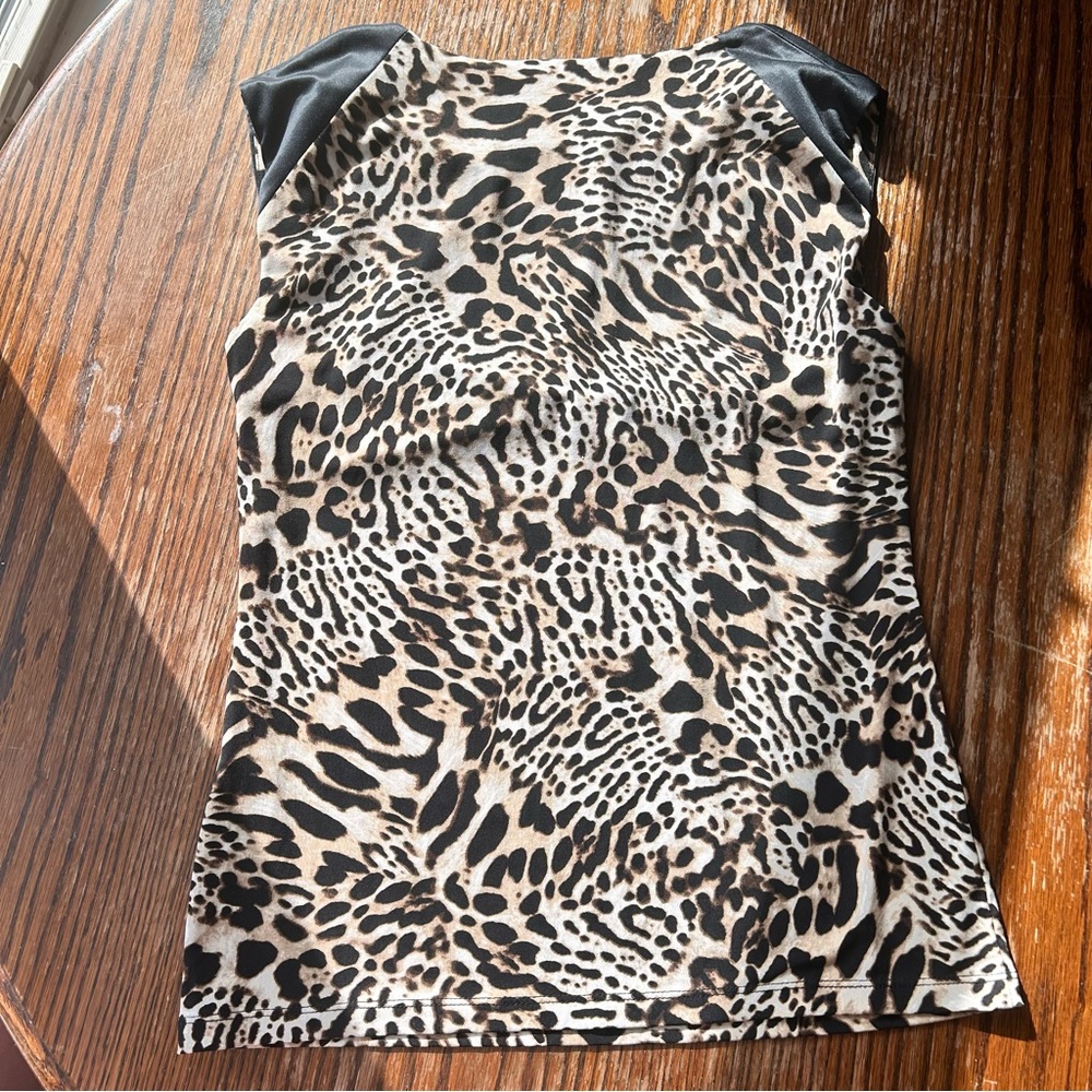 Calvin Klein Animal Print Blouse with Black Accents - Picture 3 of 4